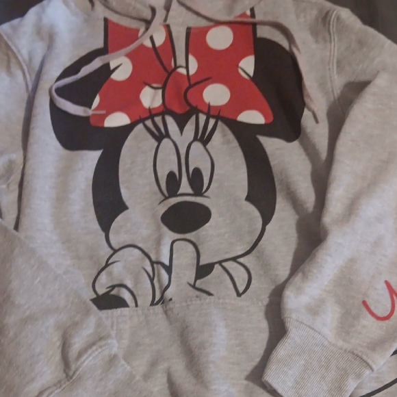 Disney Minnie Mouse Gray Hoodie with Red Bow - Picture 1 of 3